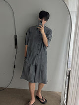 ASCLO Vacation Pleats Short Sleeve Shirt (3color)