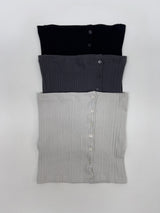 Button Ribbed Layered Tube Top