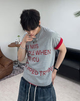パッド レタリング クロップ ショートスリーブTシャツ