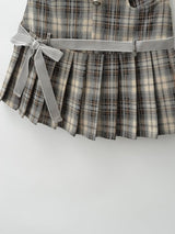 Halftone Pleated Check Skirt 232937697