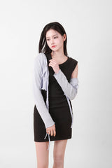 シンプルノースリーブミニワンピース Black
