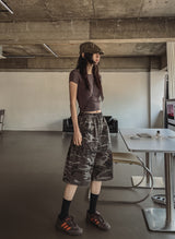 ミリタリースナップワイドバミューダパンツ
