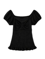 SOFT SHIRRING T-SHIRT(BLACK)
