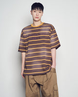 26SS ストライプウォッシュ加工ポイントロゴ半袖Tシャツ