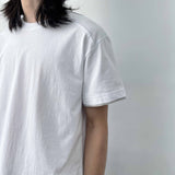 ピュア ホワイト ドロップショルダー Tシャツ