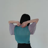 mellow pleats bicolor tops