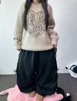 Rope Line Ribbon Side Semi Balloon Wide Pants 🖤🤍 2COLOR