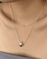Brush pearl necklace (silver)