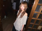 (3color) Sheer Stripe Loose Fit Soft Short Sleeve Tee