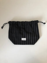 Clam ストリングポーチ _ ナチュラルブラックストライプ
