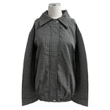 Lena Overfit Check Pattern Long Sleeve Blue Jacket (2 colors)