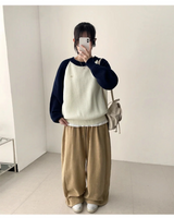 ロミ バックポケット サイド ピンタック ヘム ストリング コットン ワイド パンツ