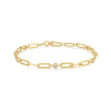 ゴールドベゼルペーパークリップチェーン14kゴールドプレーティング + 925シルバーブレスレット B069-01G