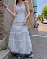 Ray frill long dress