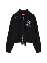 SNAP COLLAR SWEATSHIRT_SCALF SET (BLACK)