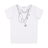 Dual Charm Necklace Tee (White) F25QB097