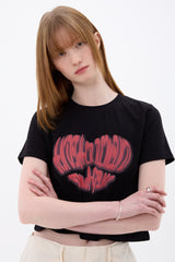 HEART LOGO CROP T-SHIRT / BLACK