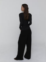 Side Shirring Stripe Top_Charcoal