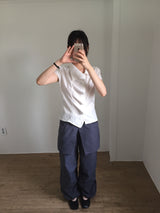 Unbalanced draping blouse (2color)