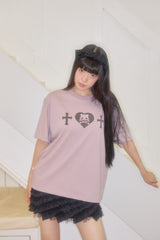 キリハートスカルボクシーTシャツ (PURPLE)