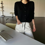 Compact cashmere round cardigan/5 colors