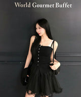 Button Sleeveless Top Black