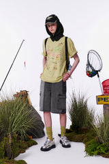 フィッシングアートコレクショングラフィックルーズフィットTシャツ [LIGHT OLIVE]