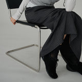 [made/4size] [Soan] Rivet Pintuck Stripe H-Line Slit Long Skirt -3color