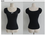 RIBBON PUFF SLEEVE KNIT TOP
