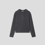 Henley Neck Hood Knit