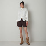 Twill Fintuck Shorts_Brown