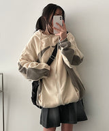 Tucson Coloring High-Neck Fleece Hooded Zip-Up