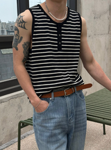 [S/S] Stripe henry neck sleeveless(3color)