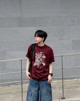 Las Faded Printing Oversized Short Sleeve