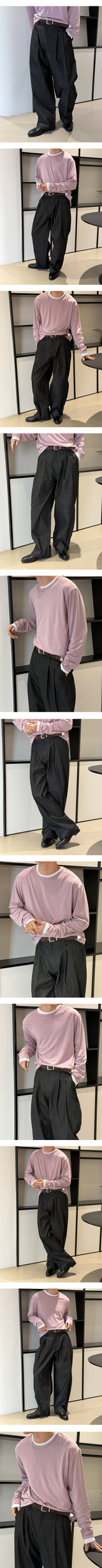 [SET UP가능] Non pade herringbone denim slacks(2color)