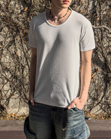 スリムフィットリブ UネックショートスリーブTシャツ
