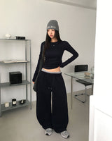 マロンレイヤードスタイルキャミソールセットロングスリーブTシャツ