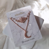 Art Nouveau Moon Necklace - Rosegold Color