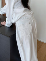 Luri Back Heart Pocket Carpenter Wide Pants 