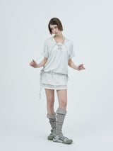 eyelet lace hood op / melange