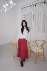 cotton frill bendable long skirt