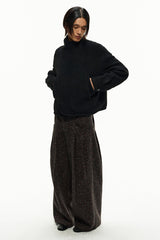 Double Pleated Tweed Trousers