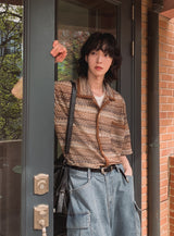 Wavy Bohemian Mix Short Sleeve Shirt