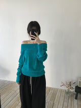 Slash mohair off-shoulder knit (3 colors)