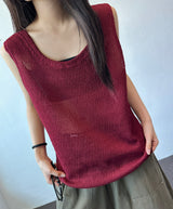 Dai Oversized Loose Mesh Longline Sleeveless Top 4color