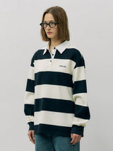 STRIPE COLLAR T-SHIRT NV+IV