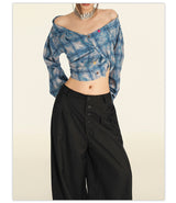 American Vintage Button Detail Clean Fit Wide Slacks