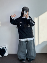 HIGH QUALITY🌌DOWN SNAP HIP PATCH RIVET PIGMENT BALLOON LONG PANTS 🤎3COLOR