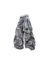RELABEL (Dream Pleated Bud) ホワイトカモ ワッフル 3Dカット バルーンスウェットパンツ
