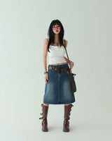 denim pocket chain cross shoulder bag